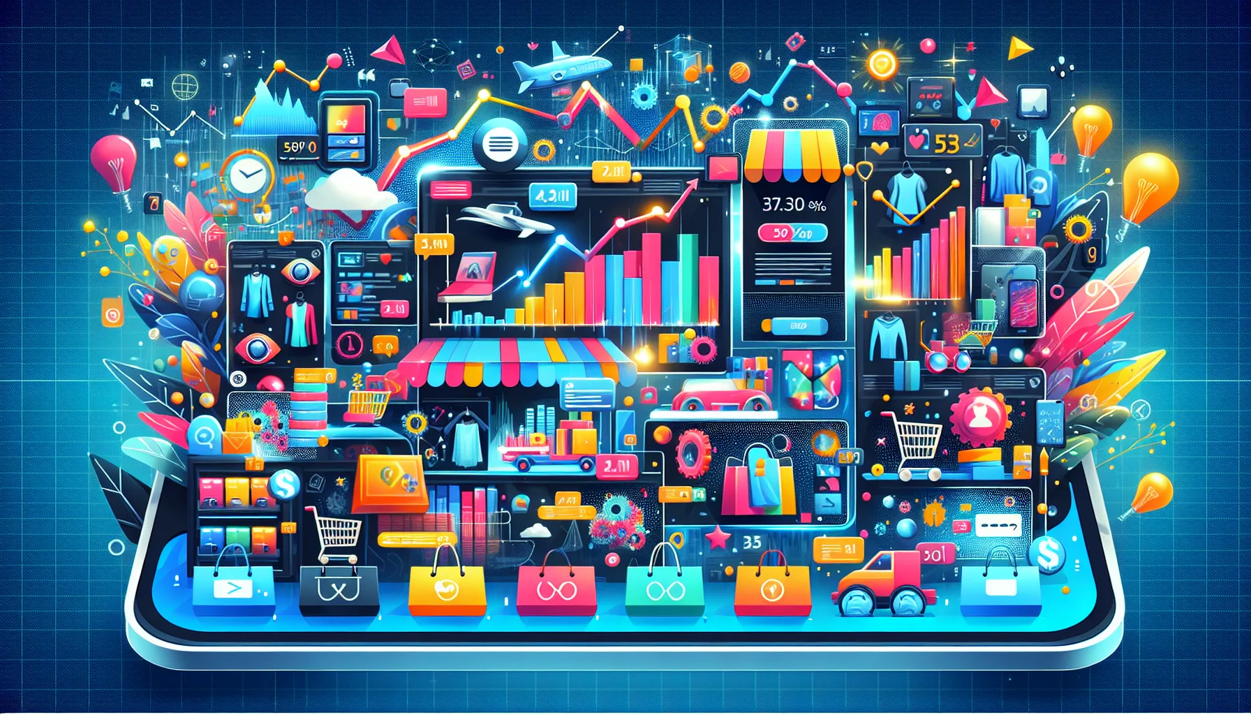 Eine Grafik, die den Erfolg von Online Shops im E-Commerce zeigt.